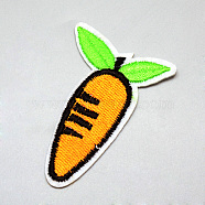 Computerized Embroidery Cloth Iron On/Sew On Patches, Costume Accessories, Appliques, Carrot, Gold, 60x41x1.5mm(AJEW-S066-22)