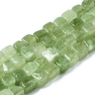 Dyed Natural White Jade Beads Strands, Cube, Yellow Green, 7~8x7~8x7~8mm, Hole: 0.9mm, about 45~49pcs/strand, 13.39~14.57 inch(34~37cm)(G-S364-083A-07)