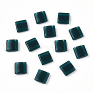 Opaque Acrylic Slide Charms, Square, Teal, 5.2x5.2x2mm, Hole: 0.8mm.(X-OACR-Z010-01Y)