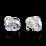 Transparent Crackle Acrylic Pendants, AB Color, Heart, White, 15.5x15x10mm, Hole: 3.5mm, about 23400pcs/25000g(MACR-ZX022-29G)