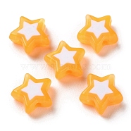 Star Acrylic Beads, Bead in Bead, Orange, 8.5x9x4mm, Hole: 1.8mm, about 2941pcs/500g(TACR-C001-02E)