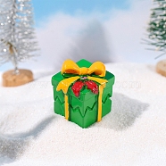 Christmas Resin Gift Box Ornaments, Micro Landscape Home Accessories, Pretending Prop Decorations, Lime Green, 25x25x28mm(PW-WG67756-04)