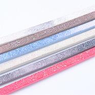 Imitation Leather Cords, with Glitter Powder, Mixed Color, 3x2.5mm, about 1.31 yards( 1.2m)/strand(LC-S013-01)