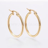 304 Stainless Steel Hoop Earrings, Hypoallergenic Earrings, Golden, 12 Gauge, 24~26x2mm, Pin: 0.7x1mm(X-EJEW-F105-10G)