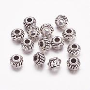 Tibetan Style Spacer Beads, Lead Free & Cadmium Free & Nickel Free, Rondelle, Antique Silver, about 6mm in diameter, 4.5mm thick, hole: 2mm(LF0918Y-NF)