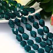 Faceted Polyhedron Imitation Austrian Crystal Bead Strands, Grade AAA, Teal, 13x10mm, Hole: 0.9~1mm, about 30pcs/strand, 15.7 inch(G-M190-13x10mm-24A)