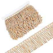 AHADERMAKER 6M Tassels Polyester Ribbon, Fringe Trimming Ribbon, Curtain Accessories, Gold, 3-1/8 inch(80mm), about 6.56 Yards(6m)/Set(OCOR-GA0001-57)