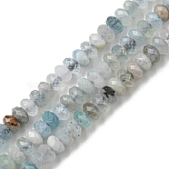 Natural Aquamarine Beads Strands, Faceted Rondelle, 4.2~4.4x2.5~2.9mm, Hole: 0.7mm, about 147~148pcs/strand, 14.96~15.35 inch(38~39cm)(G-C052-01)