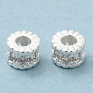 Rack Plating Brass Micro Pave Cubic Zirconia Beads, Long-Lasting Plated, Lead Free & Cadmium Free, Column, Silver Color Plated, 4x3mm, Hole: 1.6mm(KK-A186-03A-S)