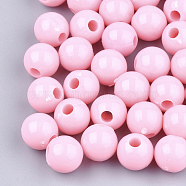 Plastic Beads, Round, Pink, 9.5mm, Hole: 2.5mm, about 1100pcs/500g(KY-Q051-01A-08)