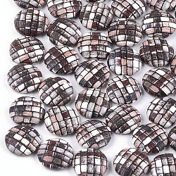 Imitation Leather Cabochons, with Aluminum Bottom, Flat Round, Platinum, Colorful, 15x5mm(X-WOVE-S118-19A)