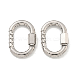 Non-Tarnish 304 Stainless Steel Screw Carabiner Lock Charms, for Necklaces Making, Oval, 26x19x3mm(STAS-C092-08P)