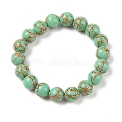 Synthetic Turquoise(Dyed) Round Beaded Stretch Bracelets, Green, Inner Diameter: 2 inch(5cm), 10mm(G-U005-01C-07)