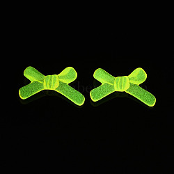Luminous Acrylic Beads, Glow in the Dark, Bowknot, Gold, 20x32.5x6mm, Hole: 2mm, about 400pcs/500g(MACR-N009-012-032A)