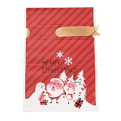 Christmas Santa Claus Plastic Packing Pouches Drawstring Bags, Rectangle, FireBrick, 17.5x12x0.01cm(ABAG-Q053-03G)