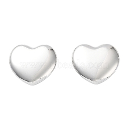 Non-Tarnish 304 Stainless Steel Stud Earrings, Heart, Stainless Steel Color, 24x25mm(EJEW-Z032-02P-06)