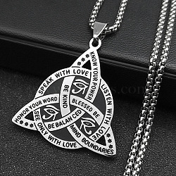 304 Stainless Steel Trinity Knot Pendant Necklaces, Box Chain Necklaces for Women Men, Stainless Steel Color, 19.92 inch(50.6cm)(NJEW-S007-04P)