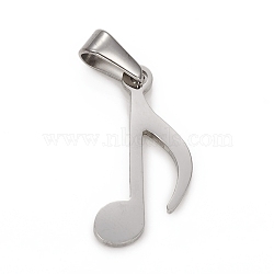 304 Stainless Steel Pendants, Musical Note, Stainless Steel Color, 24.5x11.5x1.5mm, Hole: 3.5x6.5mm(STAS-I136-09P)