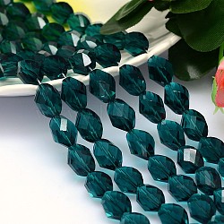 K9 Glass, Faceted Polyhedron Imitation Austrian Crystal Bead Strands, Grade AAA, Teal, 13x10mm, Hole: 0.9~1mm, about 30pcs/strand, 15.7 inch(G-M190-13x10mm-24A)