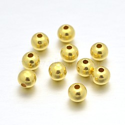 Real 24K Gold Plated Sterling Silver Round Beads, 3mm, Hole: 1mm(X-STER-E040-01B)