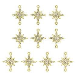10Pcs Zinc Alloy Crystal Rhinestone Connector Charms, Star Links, Golden, 24x19mm(ALRI-YW0001-43)