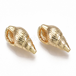 Brass Pendants, Spiral Shell Shape, Nickel Free, Real 18K Gold Plated, 18x9x8mm, Hole: 0.5mm(KK-S350-104G)