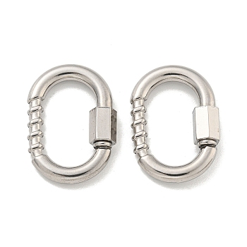 304 Stainless Steel Screw Carabiner Lock Charms, for Necklaces Making, Oval, 26x15.5x3mm