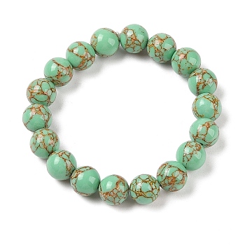 Synthetic Turquoise(Dyed) Round Beaded Stretch Bracelets, Green, Inner Diameter: 2 inch(5cm), 10mm