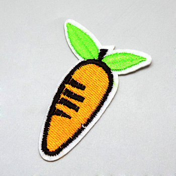 Computerized Embroidery Cloth Iron On/Sew On Patches, Costume Accessories, Appliques, Carrot, Gold, 60x41x1.5mm