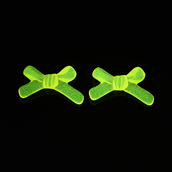 Luminous Acrylic Beads, Glow in the Dark, Bowknot, Gold, 20x32.5x6mm, Hole: 2mm, about 400pcs/500g