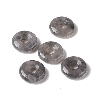 Natural Cloudy Quartz Pendants, Donut/Pi Disc Charm Charm, 20x5~7mm, Hole: 6mm