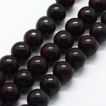 Natural Brecciated Jasper Beads Strands, Round, 6mm, Hole: 0.8mm, about 63pcs/strand,  14.76 inch(37.5cm)