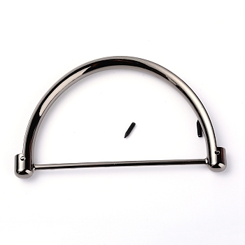 Zinc Alloy Bag Handle, with Iron Screws, Half Round, for Bag Accessories, Gunmetal, 7.8x13.1x1.1cm, Hole: 2mm