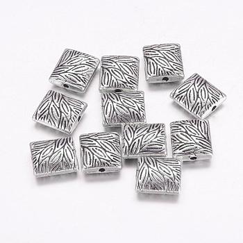 Tibetan Style Alloy Beads, Cadmium Free & Lead Free, Rectangle, Antique Silver, 10x9x4mm, Hole: 1mm