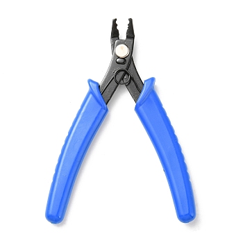45# Carbon Steel Crimper Pliers for Crimp Beads, Jewelry Crimping Pliers, with Plastic Handles, Blue, 129.5x86x8.6mm