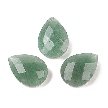 Natural Green Aventurine Cabochons, Teardrop, Faceted, 18x13x6mm