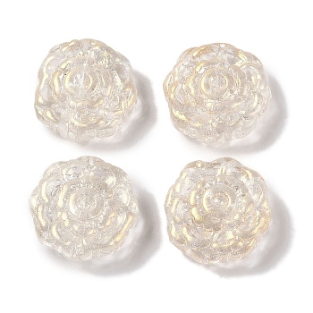 Painted Glass Beads, Flower, Clear, 15x15.5x6.5mm, Hole: 1.2mm