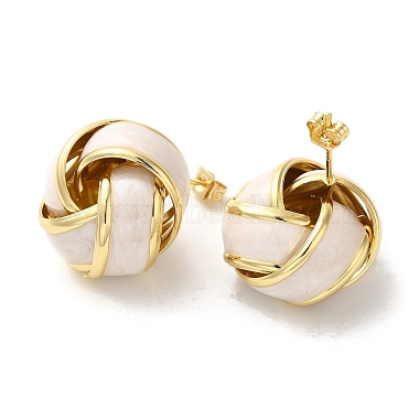 Boucles d'oreilles à tige en laiton plaqué or véritable 18k pour femmes(EJEW-M251-09G-07)-2