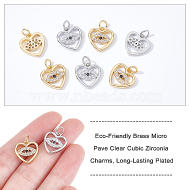 Nbeads 8Pcs 2 Colors Eco-Friendly Brass Micro Pave Clear Cubic Zirconia Charms(ZIRC-NB0001-88)-3