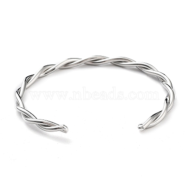 304 bracelets manchette en corde torsadée en acier inoxydable pour femmes(BJEW-P296-01P)-3
