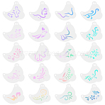20Pcs PET Tattoo Stencil Templates, For Face Painting, Temporary Body Paint Art, with Alloy Ring, White, 7.5x7x0.02cm(AJEW-WH20141-12)
