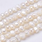 Natural Cultured Freshwater Pearl Beads Strands, Two Sides Polished, Seashell Color, 7~8x6~7x5~6mm, Hole: 0.5mm, about 55~56pcs/strand, 13.39 inch(34cm)(PEAR-TAG0001-03)