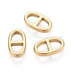 Ion Plating(IP) 304 Stainless Steel Connector Charms, Oval, Real 14K Gold Plated, 10x6.5x2mm, Hole: 2.5mm(STAS-N097-168LG)