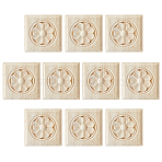 Square Wood Carved Floral Decorative Blocks, Ornate Wood Embellishments for Furniture & Wall Decor, PapayaWhip, 60x60x11~12mm(WOOD-WH0124-160A)
