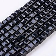 Glass Bead Strands, Faceted, Cube, Black, 6x6x6mm, Hole: 1mm, about 100pcs/strand, 22 inch(GLAA-R041-6x6mm-20)