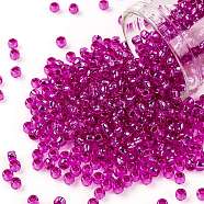 TOHO Round Seed Beads, Japanese Seed Beads, (2217) Silver Lined Fuchsia, 8/0, 3mm, Hole: 1mm, about 222pcs/bottle, 10g/bottle(SEED-JPTR08-2217)