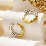 Two Tone 304 Stainless Steel Huggie Hoop Earrings for Women, Golden & Stainless Steel Color, 25mm(WQ4078-2)