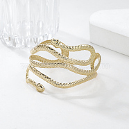 Snake Alloy Cuff Torque Bangles for Women, Golden, 2-1/2 inch(6.35cm), Inner Diameter: 2-3/8 inch(6.05cm)(BJEW-K260-01G)