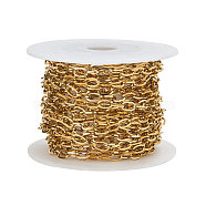 Vacuum Plating 304 Stainless Steel Cable Chains, Unwelded, with Spool, Flat Oval, Golden, 7x4x0.8mm, 5m/roll(CHS-CJ0001-15G)