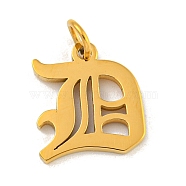 Ion Plating(IP) 304 Stainless Steel Charms, Laser Cut, Golden, Letter Charm, Letter D, 13.5x12x1.5mm, Hole: 3mm(STAS-I010-01G-D)